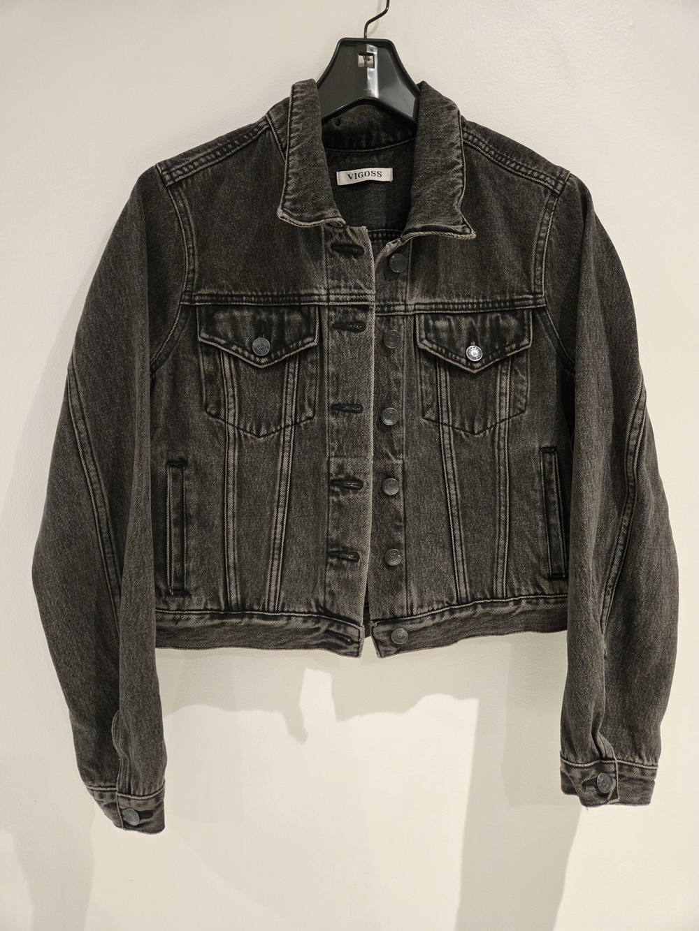 Vigoss Washed Black Cropped Denim Jacket